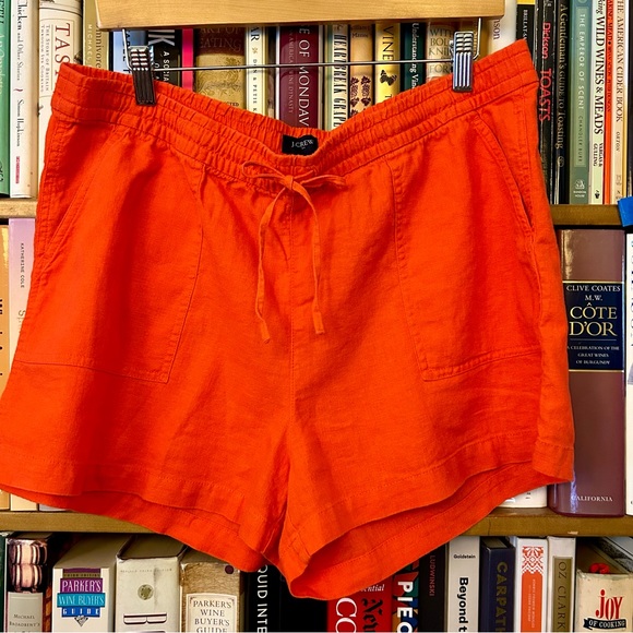 J. Crew Factory Pants - J Crew Factory Orange Coral Linen Blend Drawstring Shorts, size L